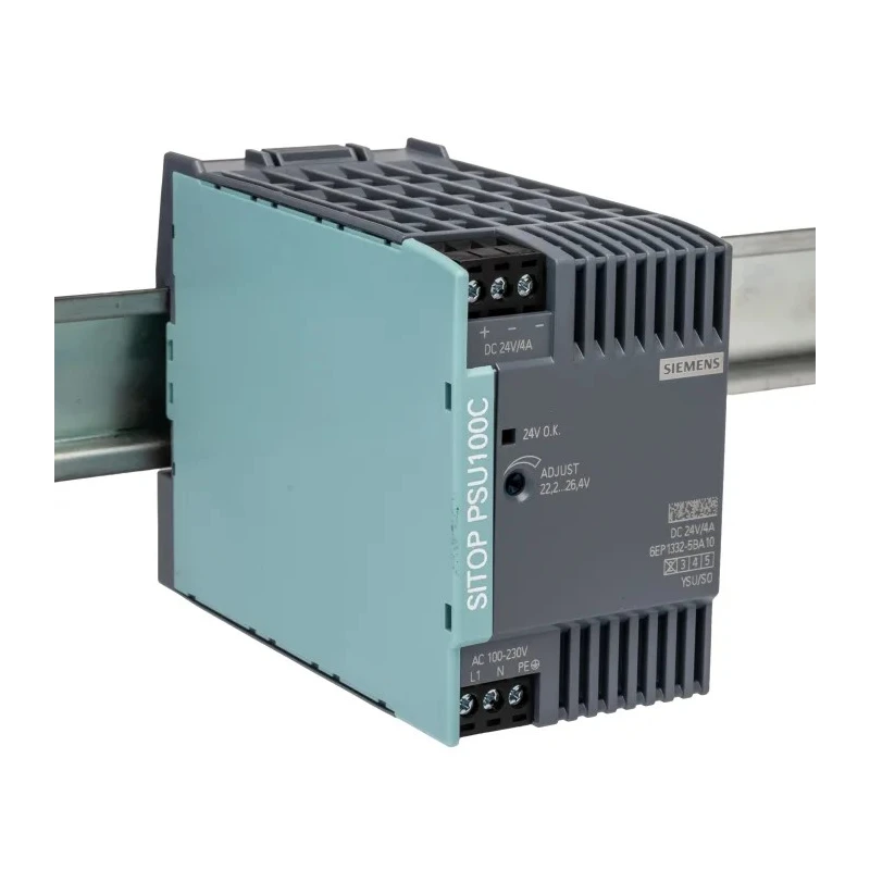 Siemens SITOP Switch Mode DIN Rail Power Supply 1 Phase AC/DC Input 85-264V Output 24V DC 4A 96W Efficiency 88% PSU100C