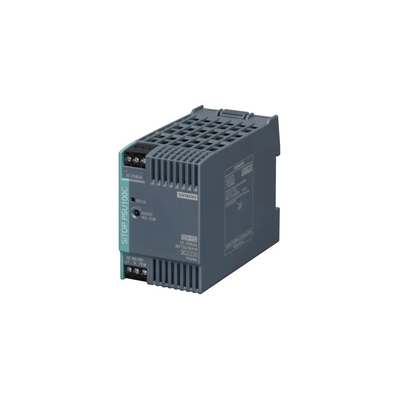 Siemens SITOP PSU100C Switched Mode DIN Rail Power Supply 1-Phase 264V AC/DC Input 12V DC 6.5A Output 78W PSU100C