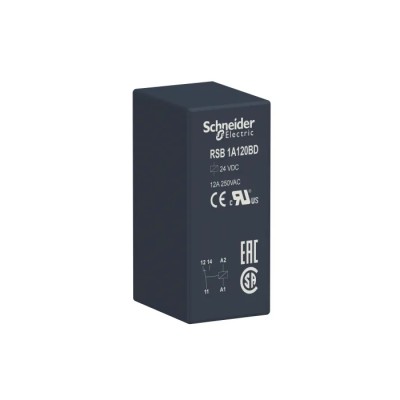 Schneider Electric Power Relay PCB Mount 24V DC Coil 12A Switching Current 1 CO RSB1A120BD
