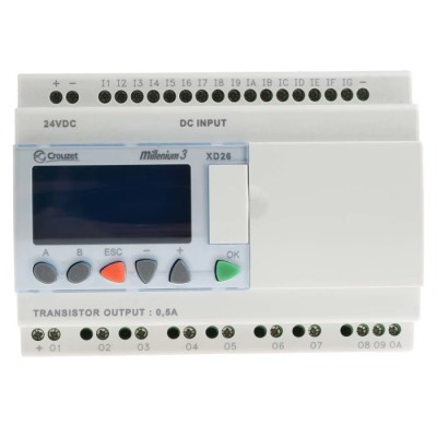 Crouzet Millenium 3 Series Logic Module, 16-Input Digital, 10 Solid State Outputs, 24V DC, 12A Output Current 88974162