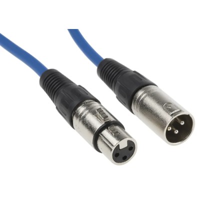 RS PRO Female XLR to Male XLR Audio Cable, Blue PVC Jacket, 10 m Length 742-4526