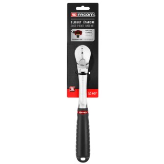 Facom 1/2 in Ratchet with Bi-Material Elastomer Handle, Satin Chrome Finish, 262mm Overall Length SL.161PB