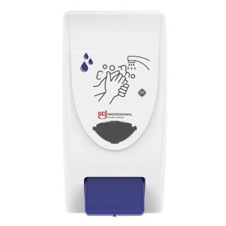SCJ Professional Wall Mounted Manual Soap Dispenser 4 L White Blue Plastic with BioCote Antimicrobial Protection LGT4LDR