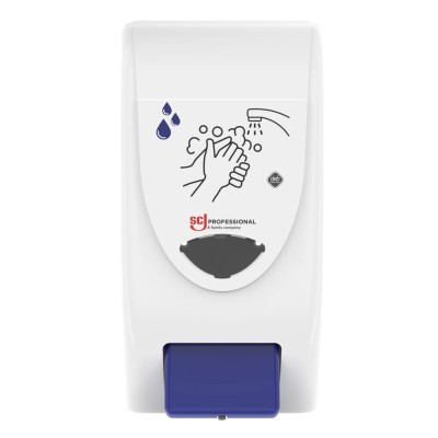 SCJ Professional Wall Mounted Manual Soap Dispenser 4 L White Blue Plastic with BioCote Antimicrobial Protection LGT4LDR