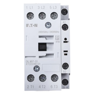 Eaton DILM Contactor, 230V AC Coil, 3-Pole, 17 A, 7.5 kW Power Rating, 3 NO Contacts 277036 DILM17-01(230V50HZ,240V60HZ)