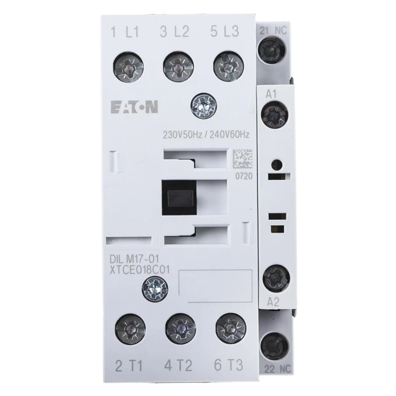 Eaton DILM Contactor, 230V AC Coil, 3-Pole, 17 A, 7.5 kW Power Rating, 3 NO Contacts 277036 DILM17-01(230V50HZ,240V60HZ)