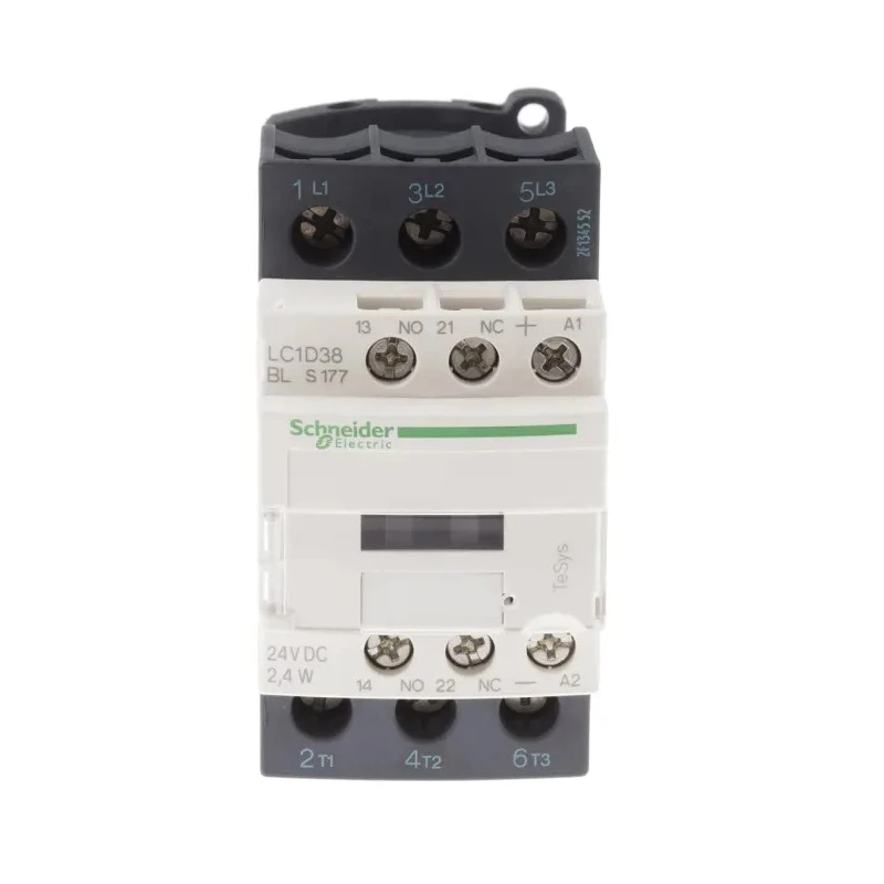 Schneider Electric LC1D Contactor, 24V DC Coil, 3-Pole, 38 A, 5.5 kW Power Rating, 3 NO Auxiliary Contacts, 690V AC/DC 
