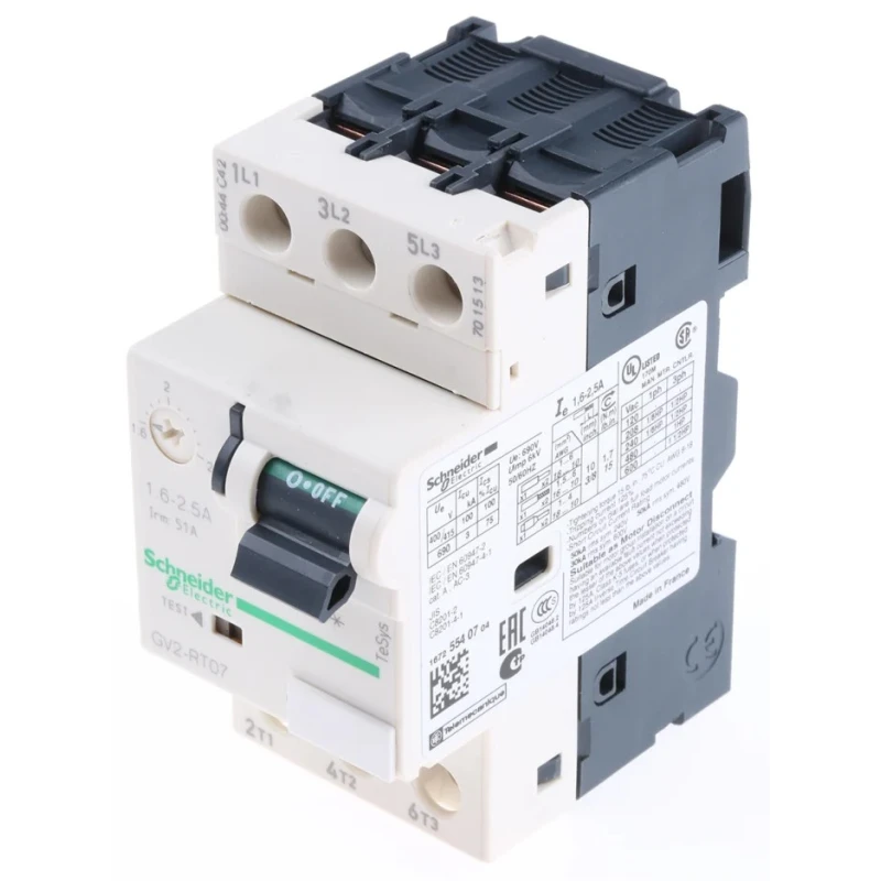 Schneider Electric Motor Protection Circuit Breaker 1.6A, 2.5A, 690V, Thermal Magnetic Sensing, 3 Poles GV2RT07