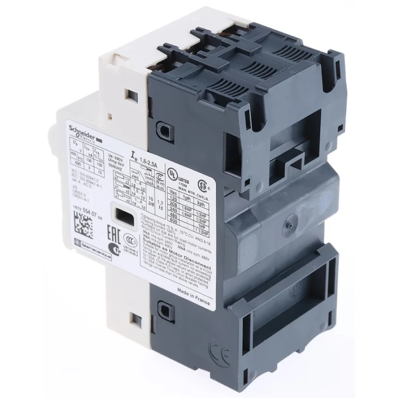 Schneider Electric Motor Protection Circuit Breaker 1.6A, 2.5A, 690V, Thermal Magnetic Sensing, 3 Poles GV2RT07