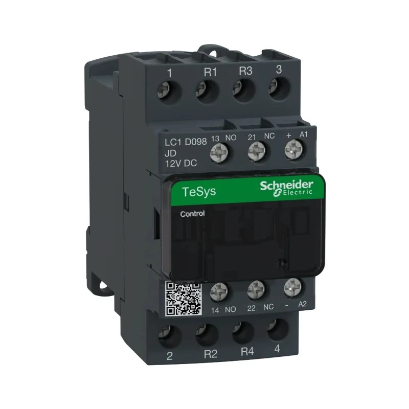 Schneider Electric LC1D Contactor, 12V DC Coil, 4-Pole, 20A, 2 NO/2 NC, 690V AC/DC LC1D098JD