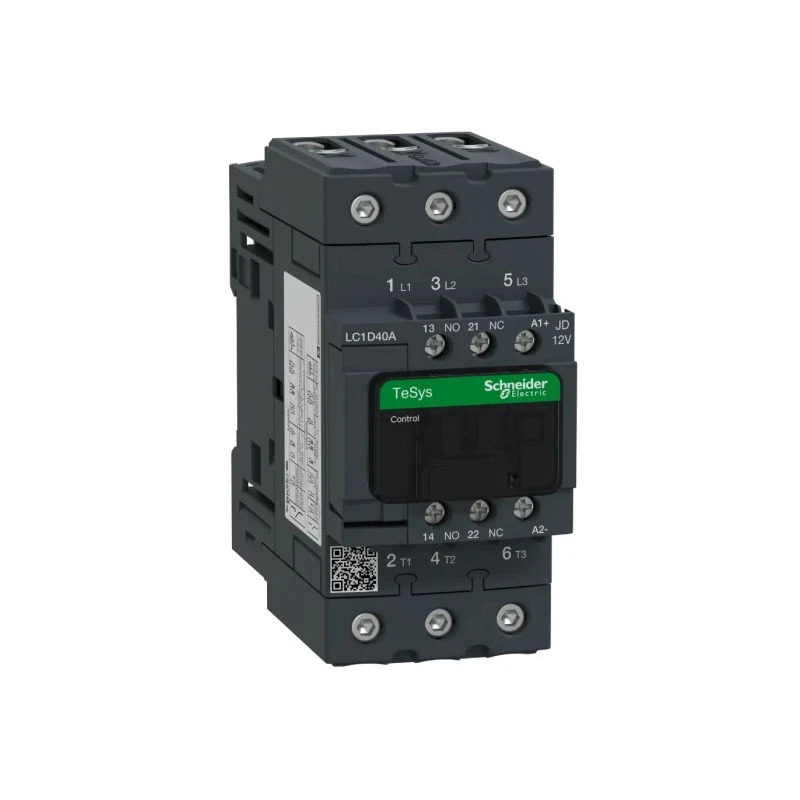 Schneider Electric LC1D Contactor, 12V DC Coil, 3-Pole, 40 A, 30 kW, 690V AC/DC LC1D40AJD