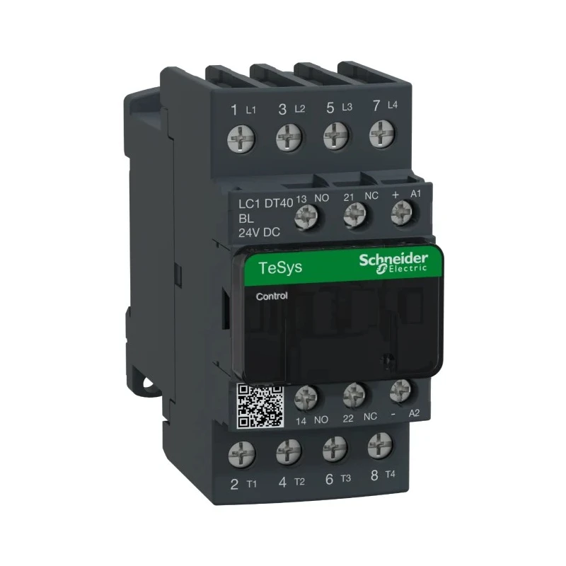 Schneider Electric LC1DT40BL Contactor, 24V DC Coil, 4-Pole, 40A, 690V AC/DC, DIN Rail Mount