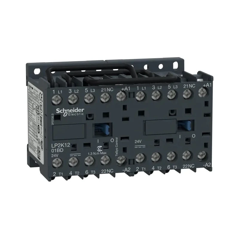 Schneider Electric TeSys K Reversing Contactor 24V dc Coil 3-Pole 12A 4kW 3 NO 690V ac LP2K1201BD