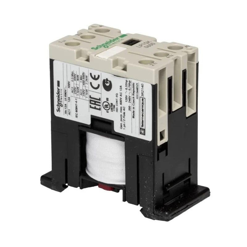 Schneider Electric LP1S Contactor with 12V DC Coil, 2-Pole, 12A Contact Current, 690V AC Contact Voltage 