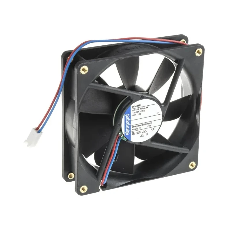 ebm-papst 3400 N Series Axial Fan 24V DC 3W 94 m³/h IP68 92 mm x 25 mm x 25 mm IP68