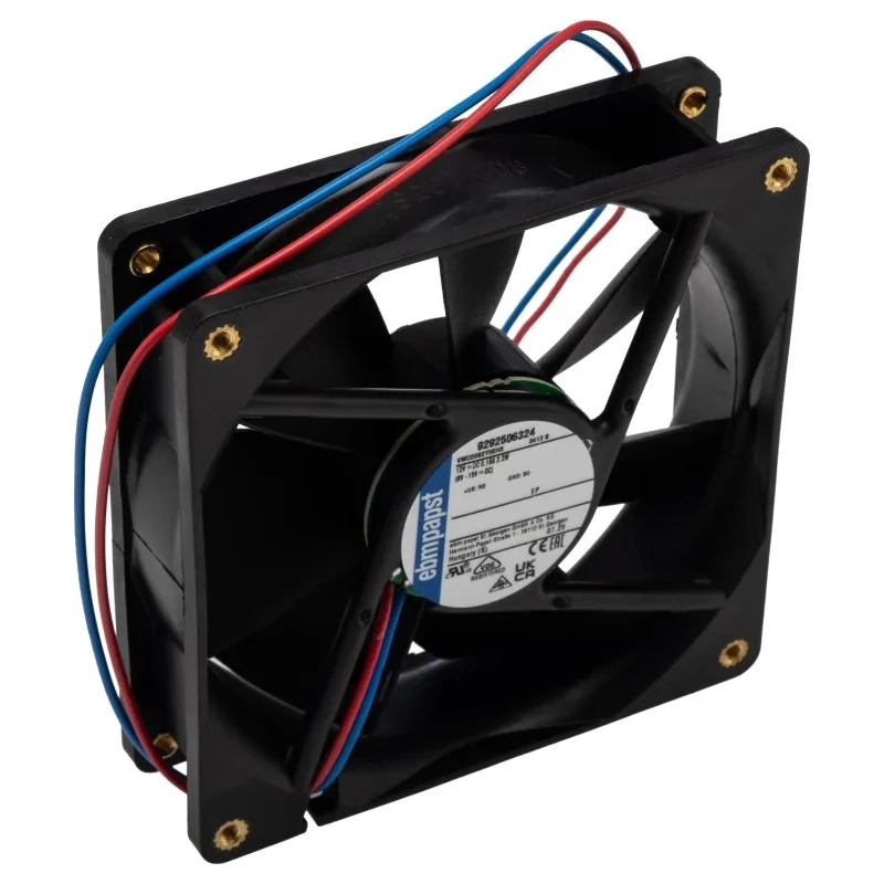 ebm-papst 3400 N Series Axial Fan, 12V DC, 2.2 W, 2700 RPM, 84 m³/h Air Flow, Protection, 92 mm Frame Size, Ball Bearing IP68