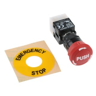 RS PRO Emergency Stop Push Button Panel Mount 16 mm Cutout DPDT IP65 745-2442