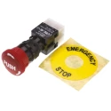 RS PRO Emergency Stop Push Button Panel Mount 16 mm Cutout DPDT IP65 745-2442