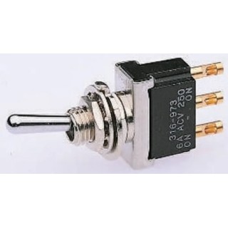 TE Connectivity Panel Mount Toggle Switch, On-On, SPDT, Solder Terminal, 250 V AC, 6A, Chrome Plated Brass 5-6437630-7