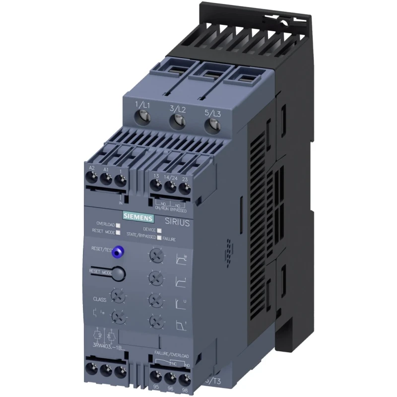 Siemens Soft Starter 3 Phase 400V AC 37 kW Screw and Snap-On Mount 3RW4038-1BB04
