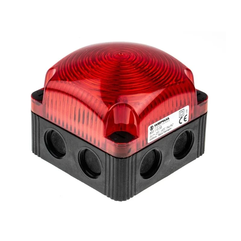 Werma Red Beacon LED Flashing Base 230V DC Polycarbonate Housing IP66, IP67 853.110.55