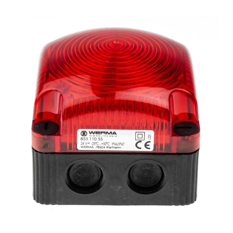 Werma Red Beacon LED Flashing Base 230V DC Polycarbonate Housing IP66, IP67 853.110.55