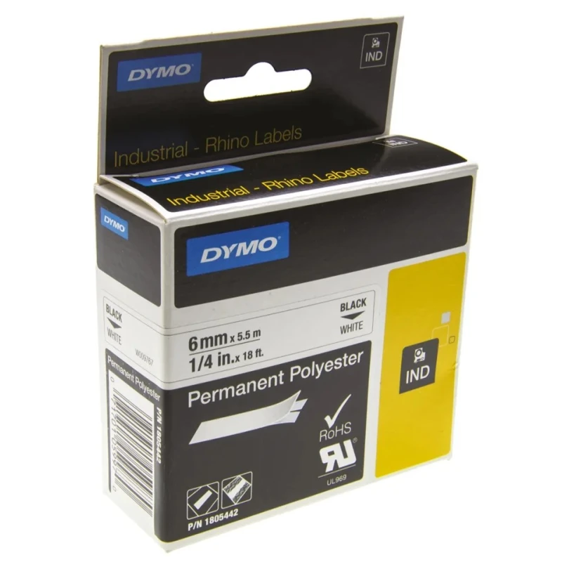Dymo Black on White Label Printer Tape 6 mm Width, 5.5 m Length 1805442