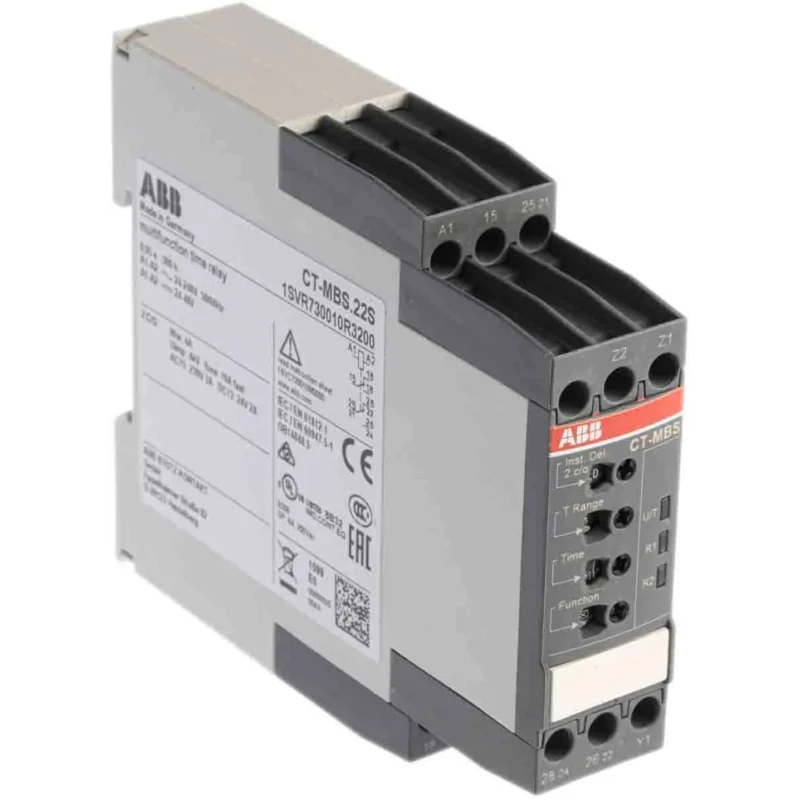 ABB 1SVR Series DIN Rail Timer Relay 2-Contact 24 V dc 240V ac 0.05 s to 300 h 1SVR730010R3200 CT-MBS.22S
