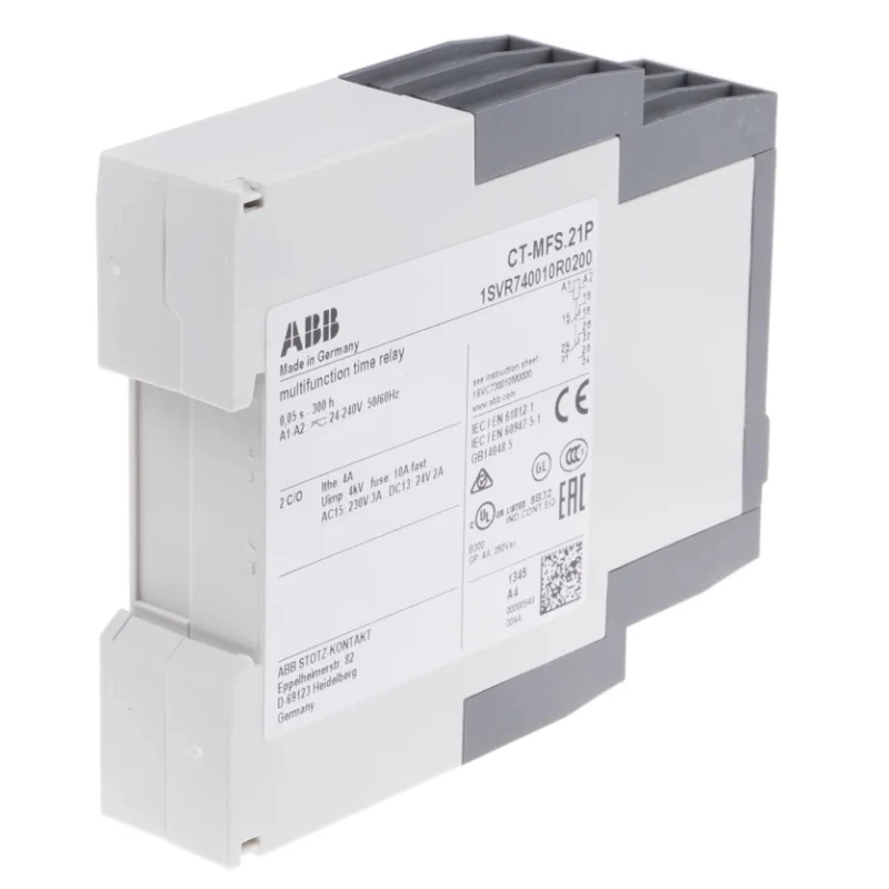 ABB 1SVR Series DIN Rail Timer Relay Multifunction, 2-Contact, SPDT, 24 V DC/AC, 240 V AC, 0.05 s 1SVR740010R0200 CT-MFS.21P