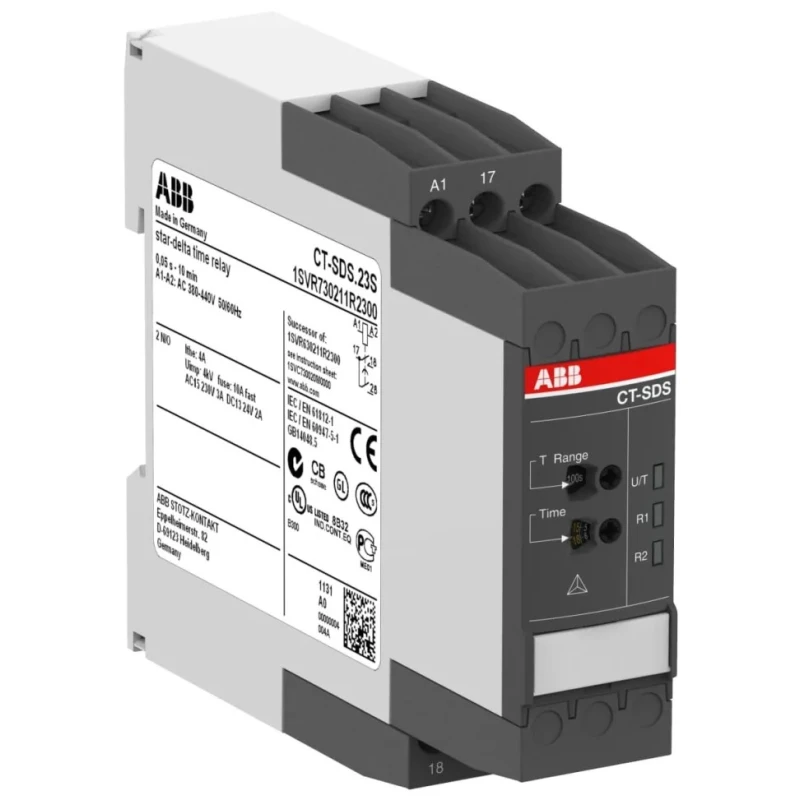 ABB S range Series DIN Rail Timer Relay, 2-Contact, 24 to 240 V AC/DC, 380 V AC, 440 V AC, 0.05 s 1SVR730211R2300 CT-SDS.23S