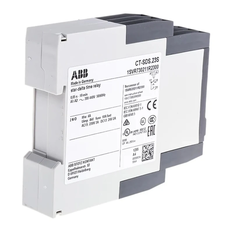 ABB S range Series DIN Rail Timer Relay, 2-Contact, 24 to 240 V AC/DC, 380 V AC, 440 V AC, 0.05 s 1SVR730211R2300 CT-SDS.23S
