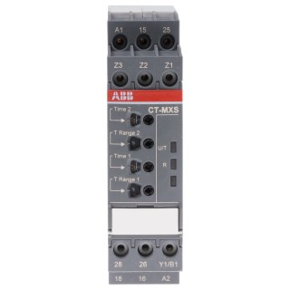 ABB DIN Rail Multifunction Timer Relay 2-Contact DPDT Switch 48 V DC 24 V AC 240 V AC 0.05 s to 1SVR740030R3300 CT-MXS.22P