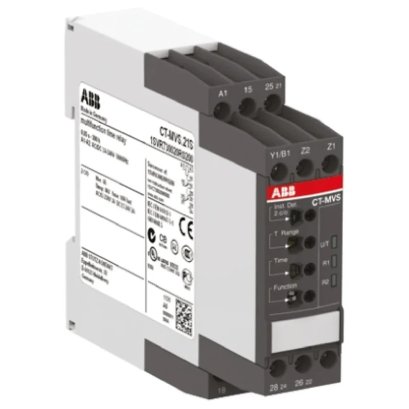 ABB CT-MVS Series DIN Rail Snap-On Multifunction Timer Relay 2-Contact 24 V dc 240V ac 0.05 s to 1SVR730020R0200 CT-MVS.21S