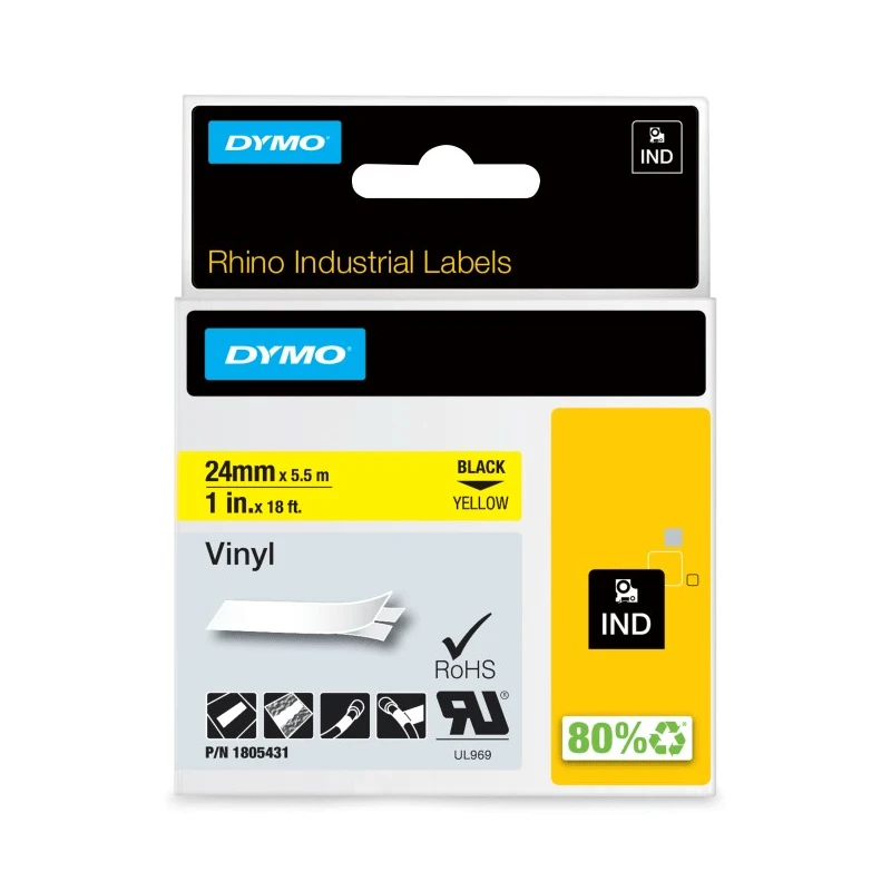 Dymo Black on Yellow Label Printer Tape 24 mm Width, 5.48 m Length 1805431