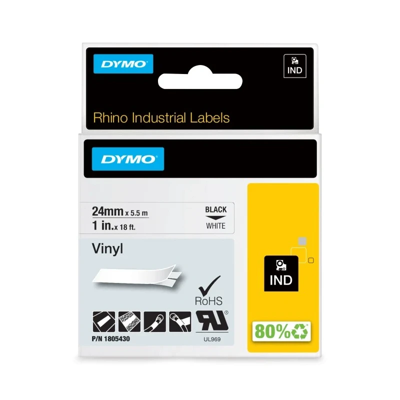 Dymo Black on White Label Printer Tape 24mm Width 5.5m Length 1805430