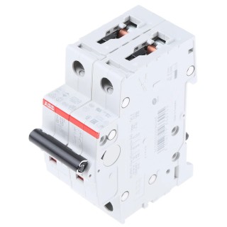 ABB System Pro M Compact S200 Miniature Circuit Breaker, 2-Pole, 16A, Type B, 400V AC, 110V DC, 6 2CDS252001R0165 S202-B16