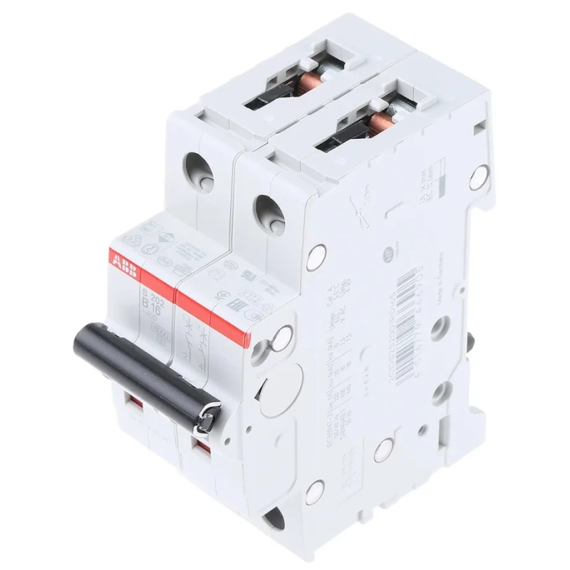 ABB System Pro M Compact S200 Miniature Circuit Breaker, 2-Pole, 16A, Type B, 400V AC, 110V DC, 6 2CDS252001R0165 S202-B16