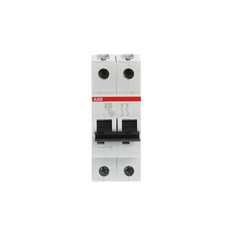 ABB System Pro M Compact S200 Miniature Circuit Breaker, 2-Pole, 20A, Type B, 400V ac AC, 110 V dc 2CDS252001R0205 S202-B20