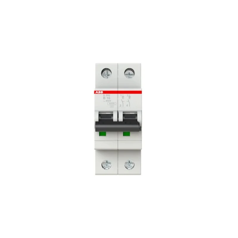 ABB System Pro M Compact S200 Miniature Circuit Breaker, 2-Pole, 16A, Type B, 400V AC, 110V DC, 6 2CDS252001R0165 S202-B16
