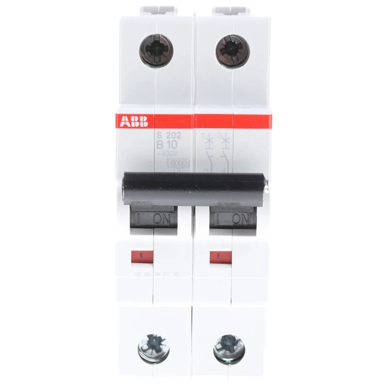 ABB System Pro M Compact S200 Miniature Circuit Breaker, 2-Pole, 10A, Type B, 400V AC, 6 kA 2CDS252001R0105 S202-B10