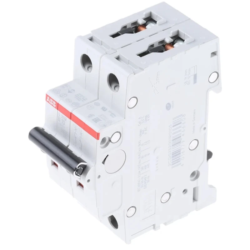 ABB System Pro M Compact S200 Miniature Circuit Breaker, 2-Pole, 10A, Type B, 400V AC, 6 kA 2CDS252001R0105 S202-B10