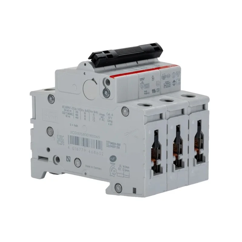 ABB System Pro M Compact S200 Miniature Circuit Breaker 3-Pole 6A Type B 400V AC 10kA Breaking 2CDS253001R0065 S203-B6
