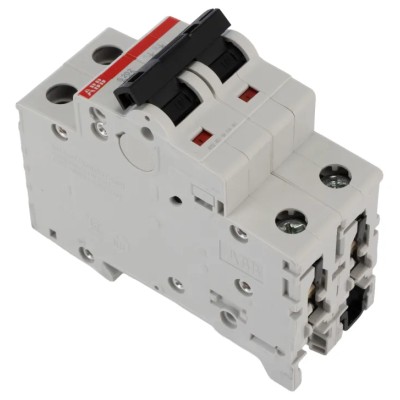 ABB System Pro M Compact S200 Miniature Circuit Breaker 2-Pole 63A Type B 400V AC 125V DC 6 kA 2CDS252001R0635 S202-B63