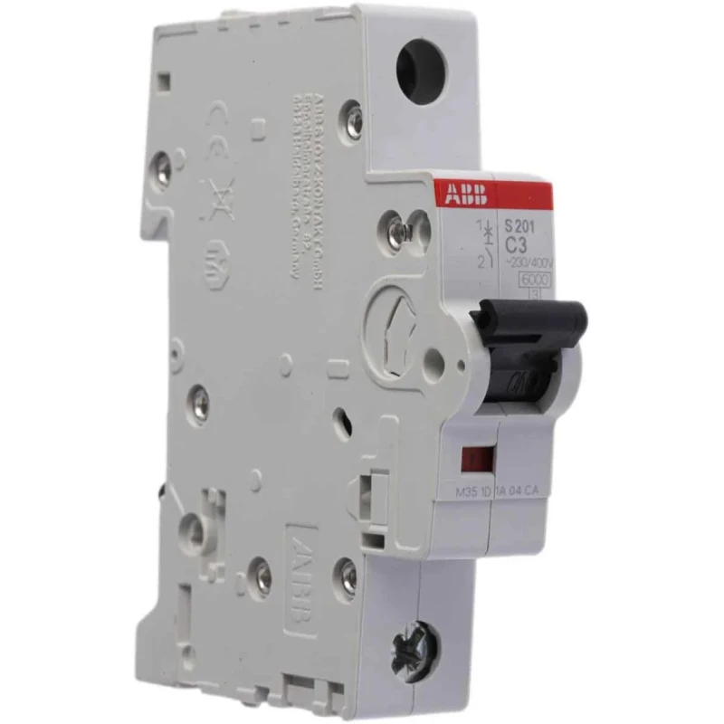 ABB System Pro M Compact S200 Miniature Circuit Breaker, 1-Pole, 3A, Type C, 230V AC, 72V DC, 6 kA 2CDS251001R0034 S201-C3