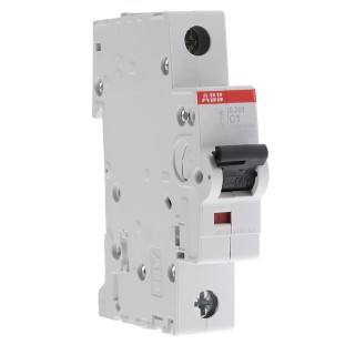 ABB System Pro M Compact S200 Miniature Circuit Breaker, 1-Pole, 1A, Type C, 230V AC, 72V DC, 6kA 2CDS251001R0014 S201-C1