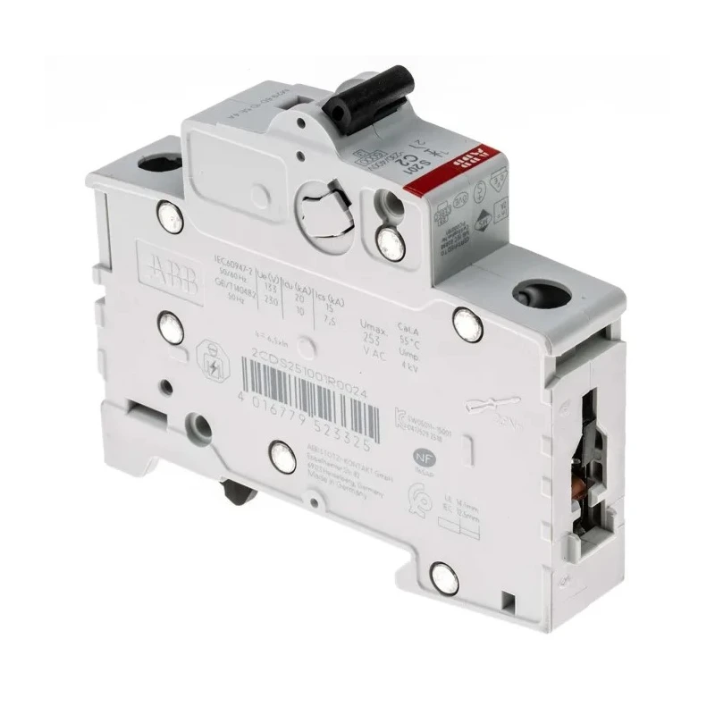 ABB System Pro M Compact Miniature Circuit Breaker, 1-Pole, 2A, Type C, 230V AC, 72V DC, 6kA 2CDS251001R0024 S201-C2