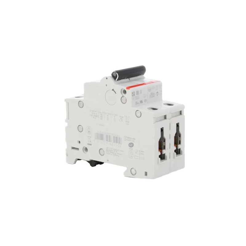 ABB System Pro M Compact S200 Miniature Circuit Breaker, 2-Pole, 10A, Type C, 400V AC, 6 kA 2CDS252001R0104 S202-C10