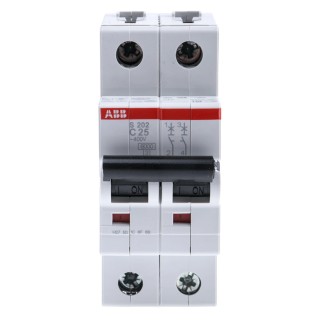 ABB System Pro M Compact S200 Miniature Circuit Breaker 2-Pole 25A Type C 400V AC, 125V DC 10 kA 2CDS252001R0254 S202-C25