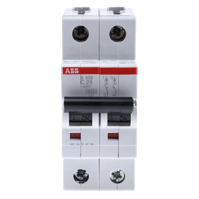 ABB System Pro M Compact S200 Miniature Circuit Breaker 2-Pole 25A Type C 400V AC, 125V DC 10 kA 2CDS252001R0254 S202-C25