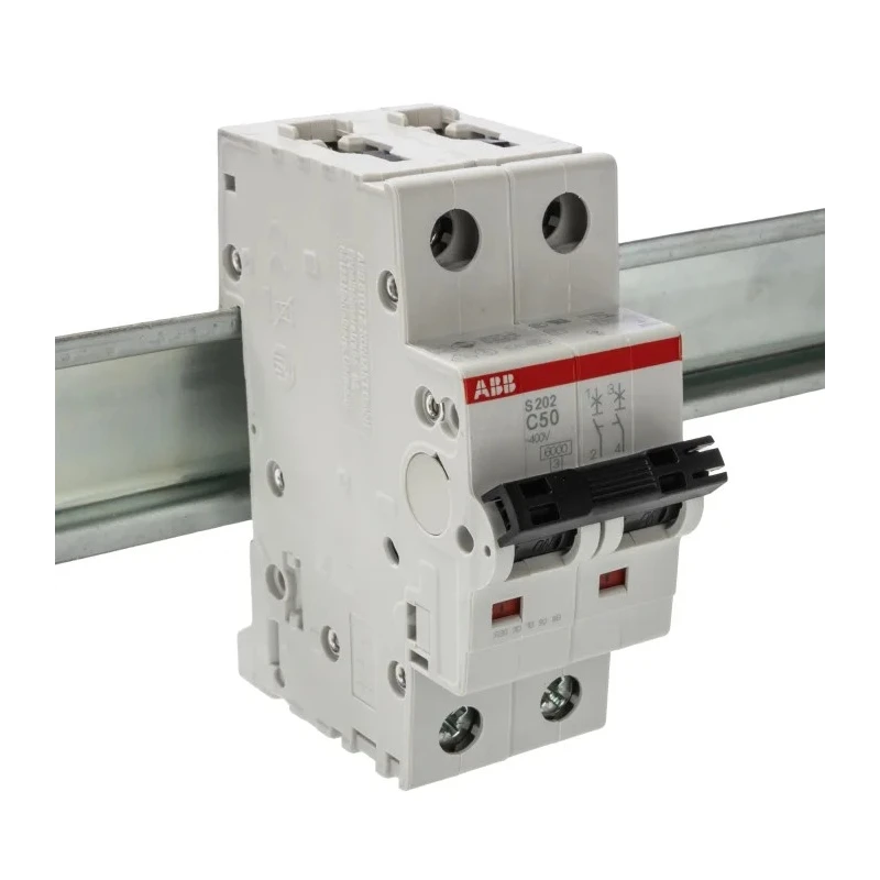 ABB System Pro M Compact S200 Miniature Circuit Breaker 2-Pole 50A Type C 400V AC 125V DC 10kA 2CDS252001R0504 S202-C50